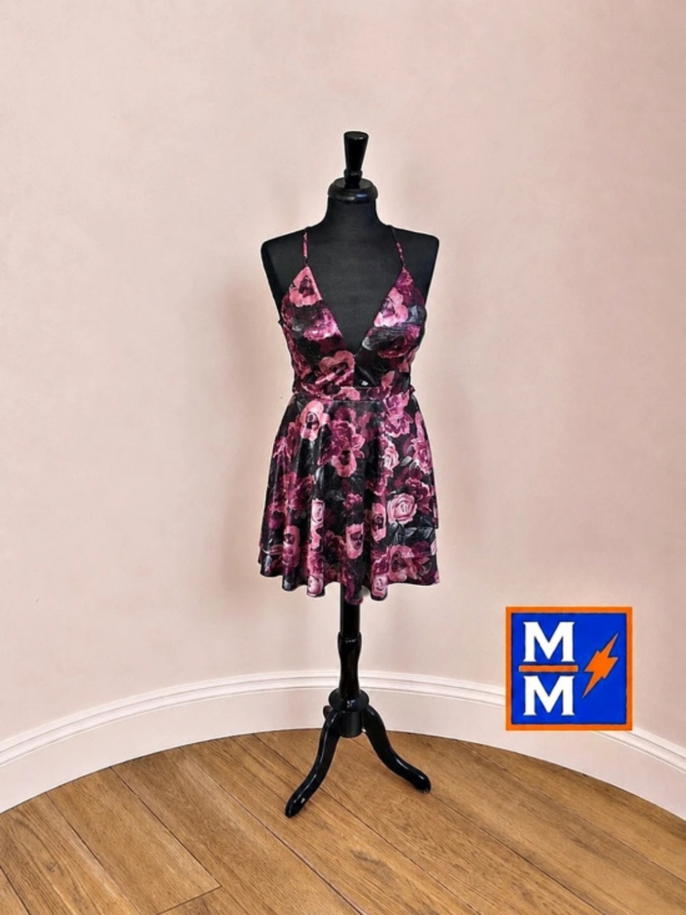 Emerald Sundae Floral Lace Back Fit & Flare Mini Dress Size L